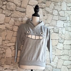 Gray Hoodie with Cartoon Face Design